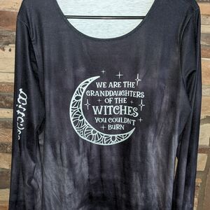 Women's Black Graphic Long Sleeve Top